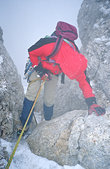 Vercors : Rappel dans la descente hivernale du Mont Aiguille